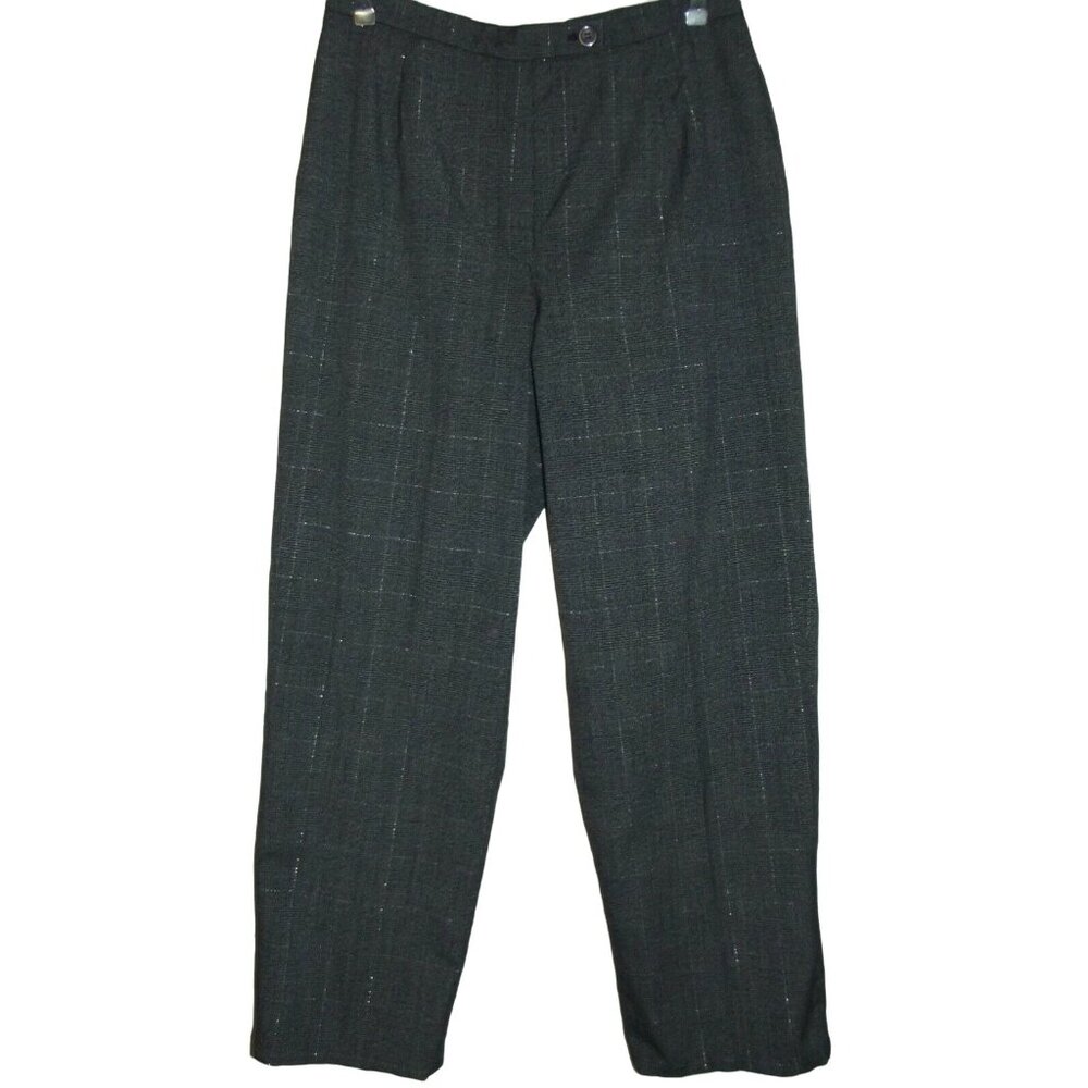 Worthington 8P x 26" Black White Plaid High Rise Ankle Dress Pants 8S (8 petite)